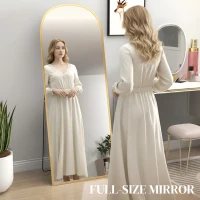 HOMCOM Arched Standing Mirror, 64" x 24" Full Length Mirror, Free Standing or Wall Mounted for Living Room, Bedroom, Gold(m-4)