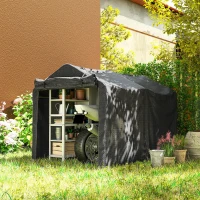 Outsunny Outdoor Storage Shed, UV Resistant Bike Tent with Roll-up Zipper Door, Portable Shed for Bike, Motorcycle, Black(m-7)