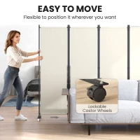 Outsunny Folding Room Divider with Castor Wheels, Rolling Privacy Screen for Home Office Bedroom, 5.6ft Tall(m-5)