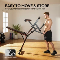 Soozier Adjustable Weight Bench with Wheels, Load 926LBS Workout Bench with Leg Extension, Preacher Curl and Resistance Bands(m-9)