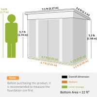 Outsunny 7' x 4' Outdoor Storage Shed, Metal Garden Shed with Lockable Sliding Doors and Vents, Grey(m-3)