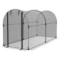Outsunny 9.8' x 3.9' Crop Cage with Zipper Roll-Up Door, Mesh Plant Protection Tent from Animals with Galvanised Steel Frame(m-2)
