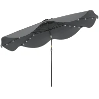 Outsunny Solar Patio Umbrella with LED and Tilt, Outdoor Market Table Umbrella Parasol with Crank, 10 x 10 ft, Dark Grey(m-11)