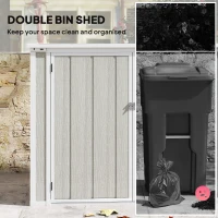 Outsunny 41 Cu. Ft. Outdoor Storage Shed, Outdoor Horizontal Trash Can Storage with Chain Lid, Lockable Storage Box, Light Grey(m-5)