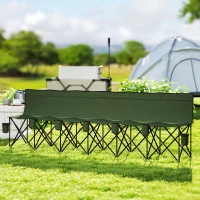 Outsunny 6 Seat Folding Camping Chair with Cup Holder and Carrying Case for Camping, Picnic, Sports Events, Dark Green(m-1)