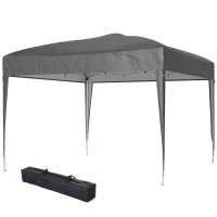 Outsunny 10 x 10ft Folding Pop Up Tent Outdoor Gazebo Canopy with Carrying Bag, Grey(m-2)