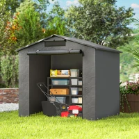 Outsunny 6' x 4' Portable Shed, Waterproof Bike Tent with Roll-up Zipper Door, Vent and Galvanised Metal Frame, Dark Grey(m-9)