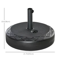 Outsunny 22'' Round Parasol Base Stand Outdoor Umbrella Weights Holder for Market Parasols, Water Filled, for 1.5''/1.9'', Black(m-3)