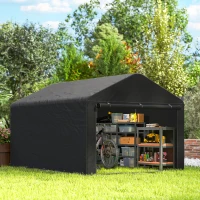 Outsunny 6.6' x 7.8' Portable Shed, Waterproof Bike Tent with Roll-up Zipper Door and Reinforced Galvanised Steel Frame, Black(m-10)