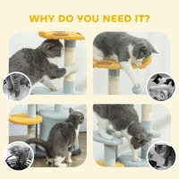 PawHut Cat Tree for Indoor Cats, 31.5 inch Cat Tower with Plush Perch, Platform, Condo, Scratching Post and Toy Ball, Blue(m-7)