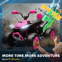 Qaba 2-Seater All-Terrain 4 Wheeler, 24V Kids ATV Ride-On, Electric Quad Car with Dual Motor, for Boys and Girls, Pink(m-6)