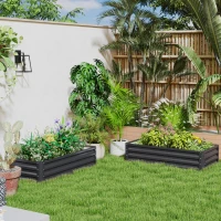 Outsunny 4' x 2' x 1' Raised Garden Bed, Set of 2 Galvanized Planter Box for Vegetables, Flowers, Herbs, Grey(m-8)