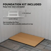 Outsunny 7 x 4ft Galvanised Steel Garden Shed, with Foundation Kit - Dark Grey(m-6)