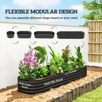 Outsunny 7.9 x 2 x 1ft Galvanized Raised Garden Bed Kit, Metal Planter Box with Safety Edging, Black(m-4)