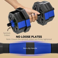 Soozier 6-in-1 Adjustable Dumbbell Set, Used as Kettlebell, Barbell, Dumbbell, Push-Up Stand, 44lbs Free Weights Set, Blue(m-6)