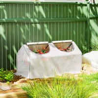 Outsunny Portable Mini Tunnel Greenhouse Garden Warm House with 2 Windows Steel Frame PE Cover, 47" x 24" x 24", White(m-8)