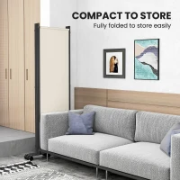 Outsunny Folding Room Divider with Castor Wheels, Rolling Privacy Screen for Home Office Bedroom, 5.6ft Tall(m-7)