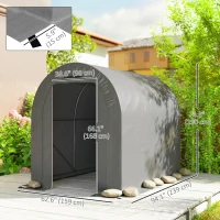 Outsunny 5' x 8' Outdoor Storage Shed, Heavy Duty Galvanized Steel Portable Shed for Bike, Motorcycle, Garden Tools, Light Grey(m-3)