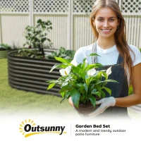 Outsunny 5 x 2.5 x 2 ft Galvanized Raised Garden Bed, Easy DIY Oval Planter Box with Safety Edging and Gloves, Black(m-10)