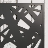 Outsunny Raised Garden Bed with Trellis, Freestanding/Wall Mounted Metal Garden Box with Privacy Panel, Irregular Line Cut-Outs(m-9)