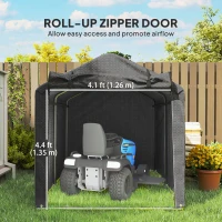Outsunny Outdoor Storage Shed, UV Resistant Bike Tent with Roll-up Zipper Door, Portable Shed for Bike, Motorcycle, Black(m-6)