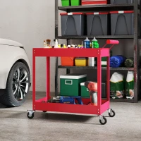 DURHAND Rolling Tool Cart, 2 Tier Mobile Service Utility Cart with Wheels, Red(m-7)