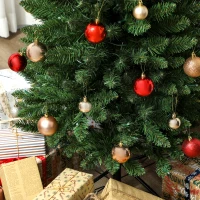 HOMCOM 9ft Christmas Tree with Colourful DIY Synchronized LEDs, Hinged Pencil Xmas Tree with Remote, Daily Timer, Green(m-10)