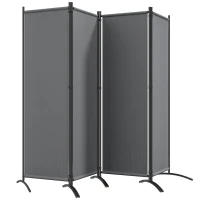 Outsunny Folding Room Divider, Privacy Screen for Home Office Bedroom, 5.6FT Tall, Dark Grey(m-2)