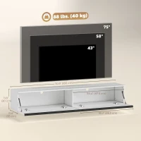 HOMCOM Wall Mounted TV Stand, Floating TV Cabinet with Storage, for TVs up to 80", High Gloss Effect, White(m-3)