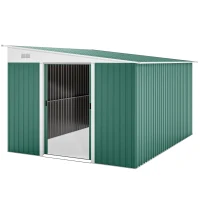 Outsunny 11' x 9' Steel Garden Storage Shed, Outdoor Metal Tool House with Double Sliding Doors & 2 Air Vents, Green(m-2)