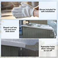 Outsunny 8.5' x 6' Galvanised Steel Outdoor Storage Shed, Garden Shed with Window, Lockable Wide Doors and Air Vents, Grey(m-7)