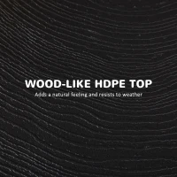 Outsunny Folding Outdoor Coffee Table, 23.6" Round Patio Table with Wood-Effect HDPE Top for Balcony, Garden, Backyard, Dark Grey(m-5)