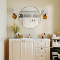 HOMCOM 24" Decorative Wall Mirror for Bedroom Living Room, Modern Round Bathroom Mirror for Home Decor, Silver(m-10)