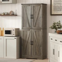 HOMCOM 72" Kitchen Pantry Cabinet, Farmhouse Storage Cabinet with 4 Doors, Drawer, 8 Door Shelves and Adjustable Shelf, Grey(m-9)