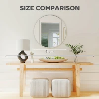 HOMCOM 24" Decorative Wall Mirror for Bedroom Living Room, Modern Round Bathroom Mirror for Home Decor, Silver(m-7)