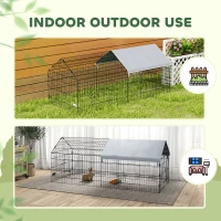 PawHut 73" Small Animal Cage with Roof, Indoor/Outdoor Use,  for Chicken, Rabbits, Chinchillas, Silver(m-5)