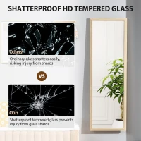 HOMCOM 64" x 21" Full Length Mirror, Standing, Wall-Mounted or Leaning Against Wall, for Bedroom, Living Room, Beige(m-7)