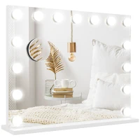 HOMCOM Hollywood Makeup Mirror with Lights, 3 Lighting Modes, USB Charging Port, Tabletop or Wall Mounted, White(m-2)