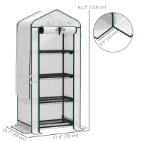 Outsunny Mini Greenhouse with Screen Roof, Portable Small Greenhouse with Roll-Up Zipper Door, 27.6" x 19.7" x 62.2", White(m-3)
