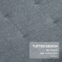 HOMCOM Rectangular Entry Bench, Tufted Upholstered Linen Fabric Wood Feet Storage Ottoman Bench, Grey(m-5)