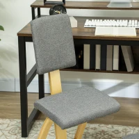 HOMCOM Ergonomic Kneeling Chair, Rocking Wood Kneel Stool with Backrest for Improve Posture, Back Pain, Grey(m-10)