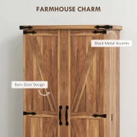 HOMCOM 47" Kitchen Pantry Storage Cabinet, Farmhouse Kitchen Pantry Cabinet with Adjustable Shelves and Door Shelves, Brown(m-4)