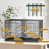 PawHut 18" H Bird Cage, Large Parakeet Cage for Budgie, Lovebird, Canary, Finches with Divider, Black(m-3)