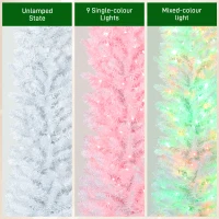 HOMCOM 9ft Christmas Tree with Colourful DIY Synchronized LEDs, Hinged Pencil Xmas Tree with Remote, Daily Timer, White(m-9)