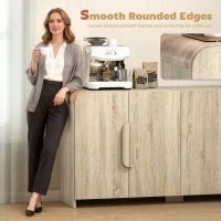 HOMCOM Sideboard Buffet Cabinet, 62" Modern Kitchen Storage Cabinet with Soft-Close Doors and Adjustable Shelves, Natural Wood(m-4)