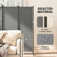 Outsunny Folding Room Divider, Privacy Screen for Home Office Bedroom, 5.6FT Tall, Dark Grey(m-7)
