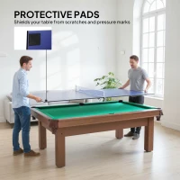 Soozier 9 ft Folding Ping Pong Table Top for Pool Tables, Table Tennis Conversion Top with Net, Storage Bag, Foam Padding, Blue(m-7)