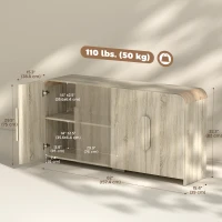 HOMCOM Sideboard Buffet Cabinet, 62" Modern Kitchen Storage Cabinet with Soft-Close Doors and Adjustable Shelves, Natural Wood(m-3)