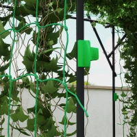 Outsunny Garden Arch Cucumber Trellis for Climbing Plants, 7.3 FT Tall Metal Plant Trellis Support with Climbing Net, Black(m-10)