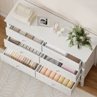 HOMCOM Double Chest of Drawers, Modern 6 Drawer Dresser for Bedroom, Living Room, Hallway, Closet, White(m-9)